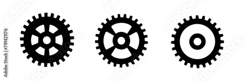 set of black and white gear icons