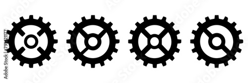set of black and white gear icons