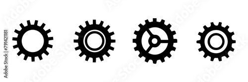 set of black and white gear icons