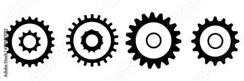 set of black and white gear icons