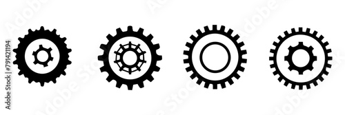 set of black and white gear icons
