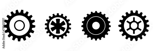 set of black and white gear icons