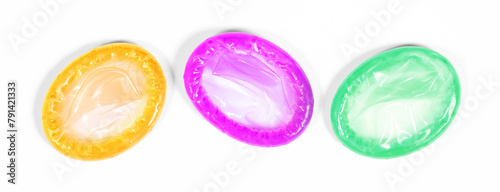 Condoms isolated on solid background