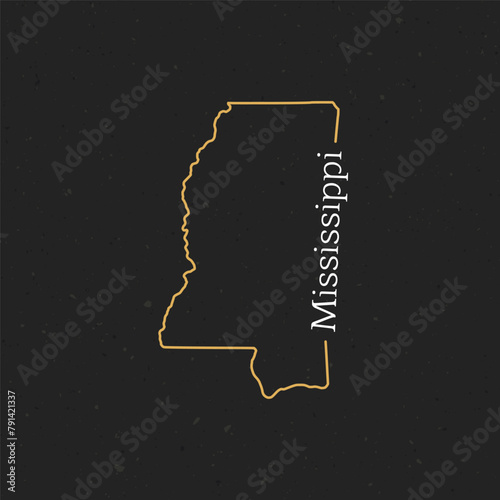 Mississippi map in thin lin...