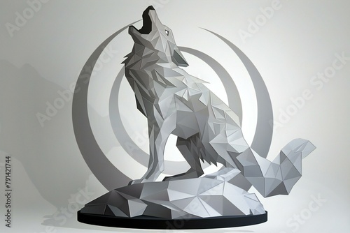Wolf in the form of a polygonal figure on a gray background