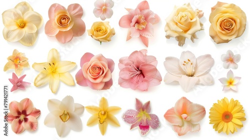 Wallpaper Mural A Vibrant Collection Of Various Colorful Meadow Flowers Arranged on a White Background. Presenting unique shapes and colors, meticulously arranged to highlight their natural beauty. Torontodigital.ca