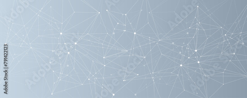Vector connections of lines and dots. Technology banner template. Graphic abstract background communication. Minimal array with compounds lines and dots. Digital data visualization