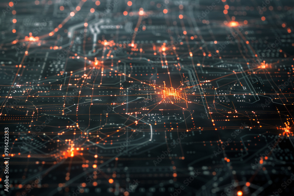 A digital landscape reminiscent of a map. Lines crisscross the terrain and delineating network boundaries A digital landscape reminiscent of a map. Lines crisscross the terrain and delineating network boundaries