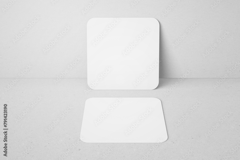 empty clean square shape brand identity business name calling card with rounded corner leaning to wall realistic mockup design template 3d render illustration empty clean square shape brand identity business name calling card with rounded corner leaning to wall realistic mockup design template 3d render illustration