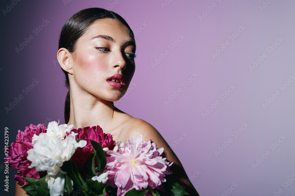 beauty woman face pink portrait flower blush model make-up girl fresh beauty woman face pink portrait flower blush model make-up girl fresh