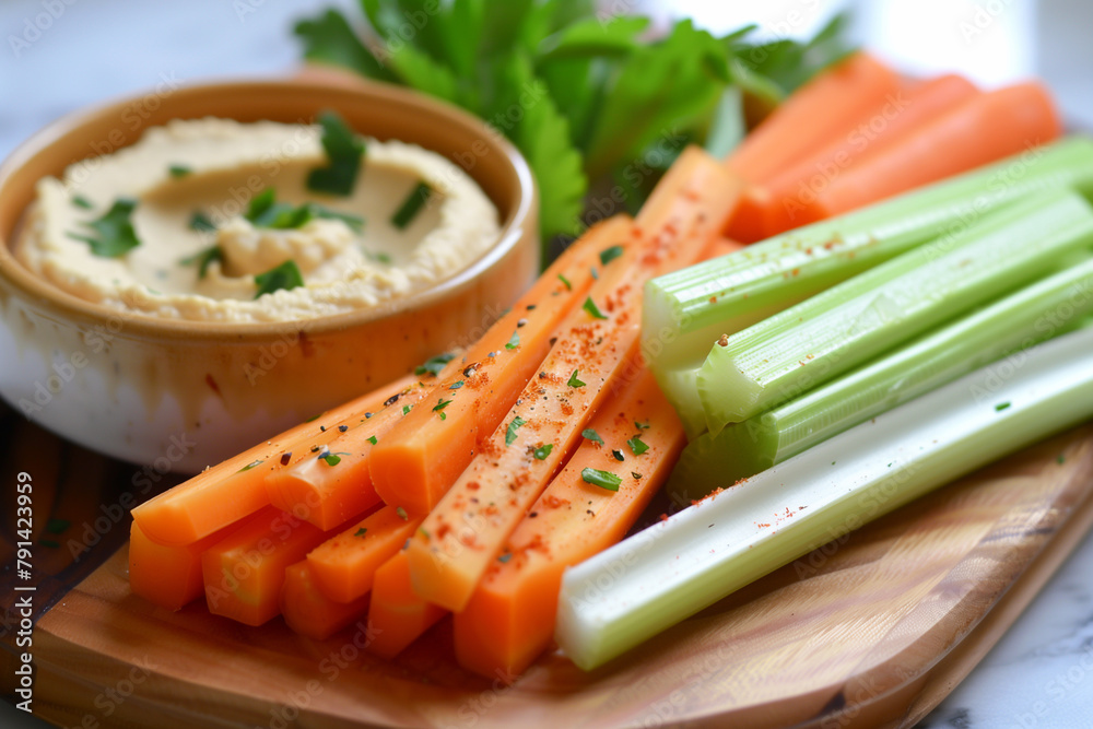 plate with hummus dip and vegetables sticks. Healthy vegan meal. plate with hummus dip and vegetables sticks. Healthy vegan meal.