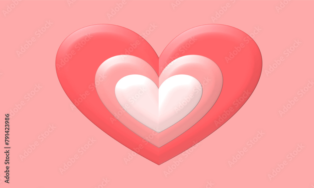 3D three pink hearts on pink background illustration image background