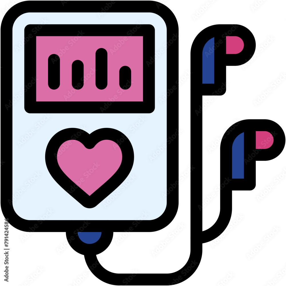 mp3 player, music, heart , love and romance, miscellaneous, valentines day, valentine Icon mp3 player, music, heart , love and romance, miscellaneous, valentines day, valentine Icon
