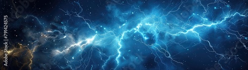 Abstract bolt of electricity blue background photo