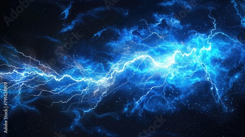 Abstract bolt of electricity blue background