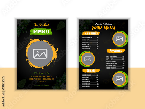 Vector restaurant's food menu flyer design 