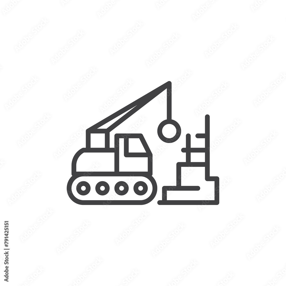 Building Demolition line icon