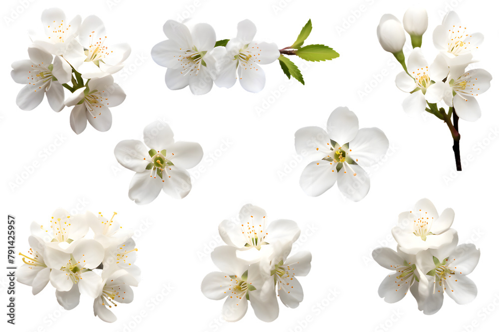 Fototapeta premium White flowers cherry blossom isolated on transparent background