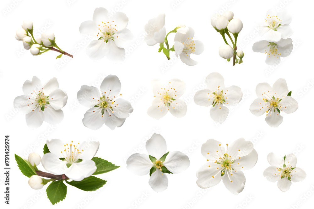 Obraz premium White flowers cherry blossom isolated on transparent background