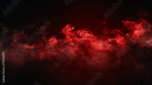 Red smoke on black background. Abstract background for design. Texture, Mystic, fantasy. Or war, terror, ormageddon, horror concept, red liquid surface with small waves, seamless loop. 