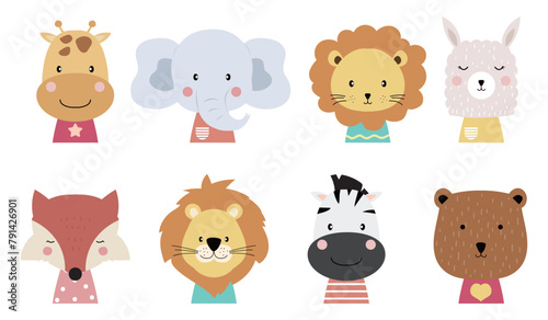 Canvas Print cute cartoon vector wild animals children zoo