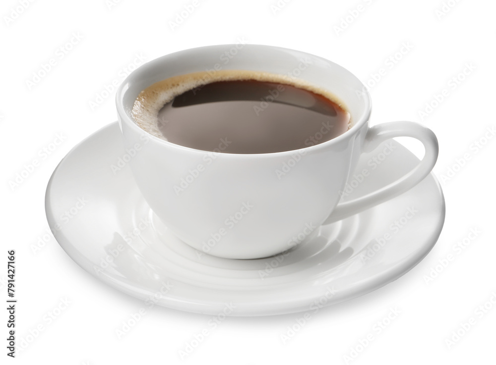Cup of aromatic coffee isolated on white