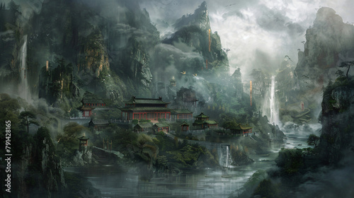 Chinese style fantasy scenes.