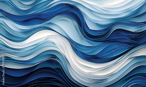 abstract mural background with blue waves, Generative AI