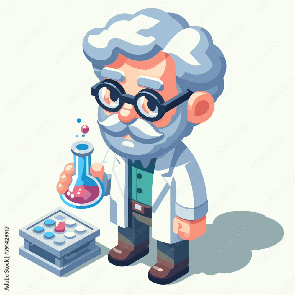 Scientist Man Isometric Minimal Cute Character, Wearing Headphones and Hold Game Controller, Cartoon Clipart Vector illustration, isolated on White background Scientist Man Isometric Minimal Cute Character, Wearing Headphones and Hold Game Controller, Cartoon Clipart Vector illustration, isolated on White background