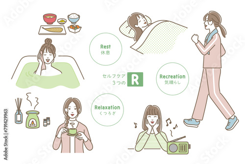 セルフケアの3つのRを実践する若い女性