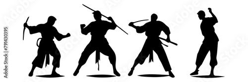 silhouettes of fighting people