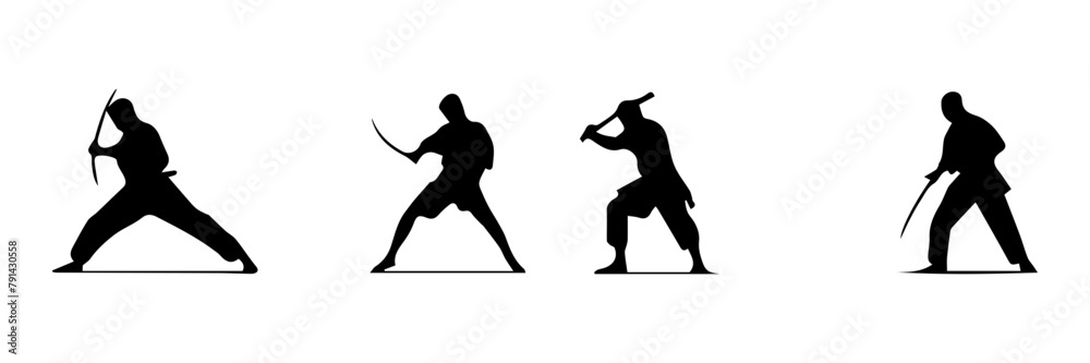 Fototapeta premium silhouettes of fighting people