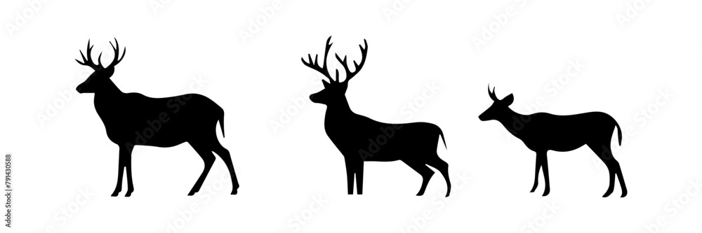 silhouette of a group of deer silhouette of a group of deer