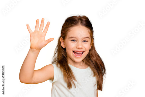 Obraz na plátně Portrait of her she nice-looking cute attractive lovely pretty cheerful cheery p