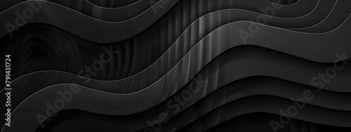 Black abstract background banner with wavy lines vector illustration dark gray and black color scheme minimalist design high resolution high quality high detail high contrast professional photography 