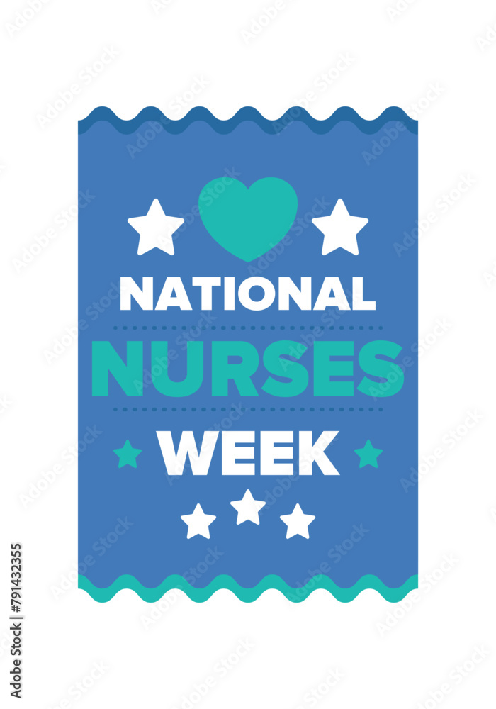 National Nurses Week. Thank you nurses. Medical and health care concept. Fighters against viruses and diseases. In honour of the doctors. Celebrated annual in United States. Vector illustration poster