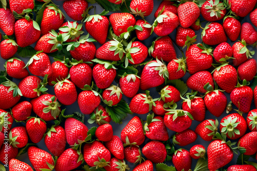 Seamless repeat and fully tile-able background illustration pattern of strawbeery fruit, strawberries background