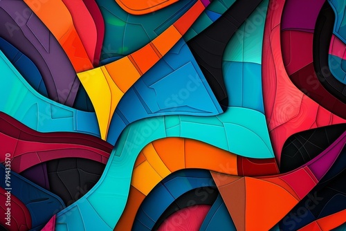 Colorful wallpaper image depicting diferent colorful shapes, Generative AI