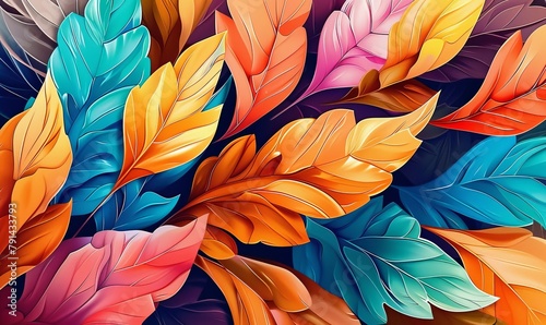 Beautiful illustration of colorful leaves  Generative AI