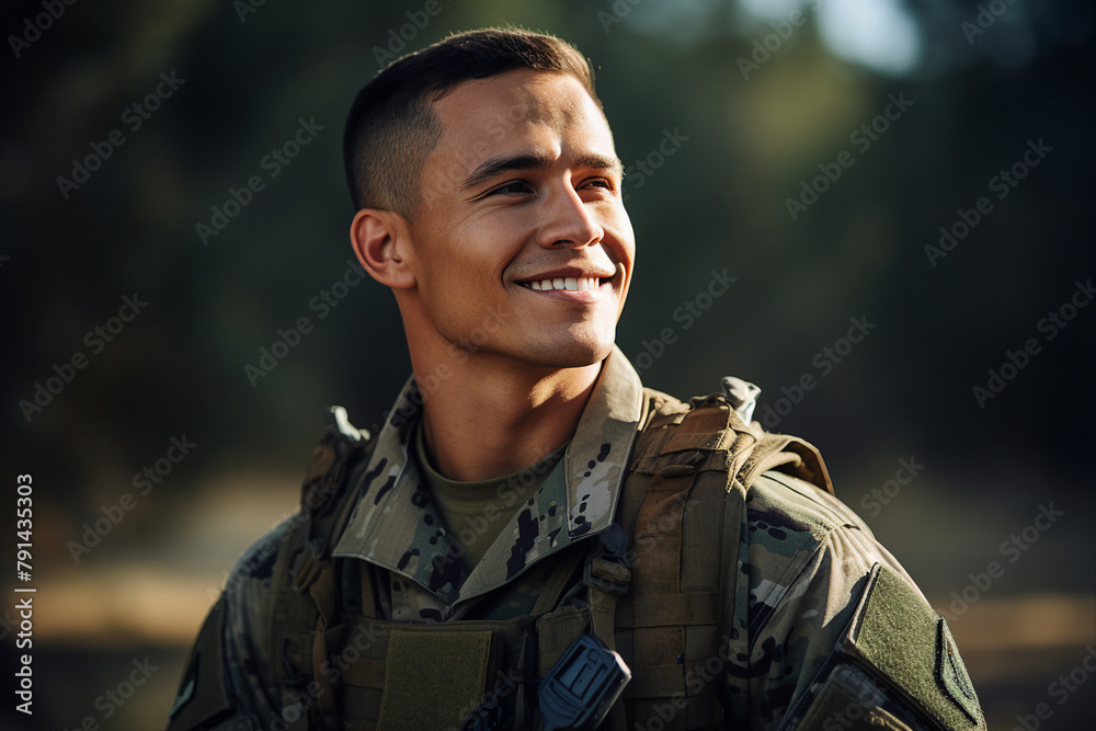 AI generated picture of soldier at war after military operation