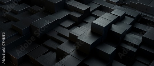 Abstract dark 3D brick layout, simple and minimal tech style photo
