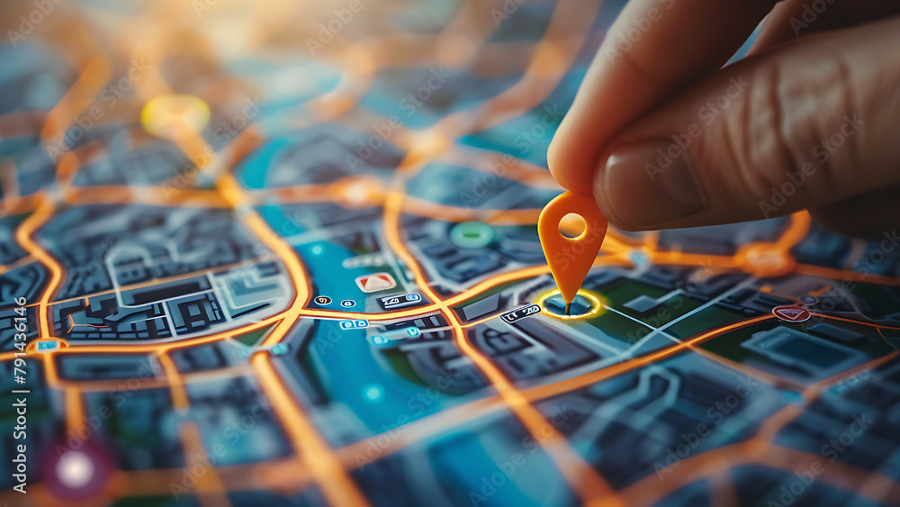 Hand puts pin on world map. vacation planning. Stock Illustration ...