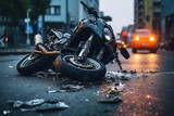 AI generated image of moto bike driver on road crash accident