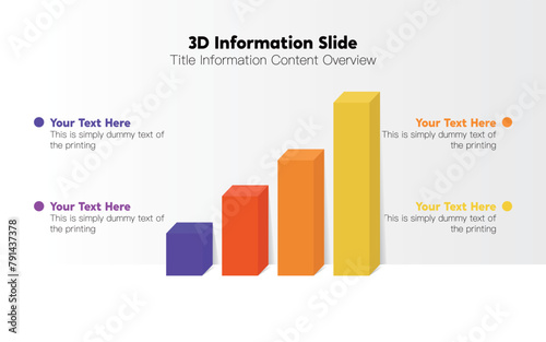 Vector graphic infographic color chart information visualization column chart staircase pointing arrow pyramid