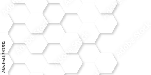 Seamless pattern with hexagon. White Hexagonal Background. Luxury honeycomb grid White Pattern. Vector Illustration. 3D Futuristic abstract honeycomb mosaic white background. geometric mesh cell text