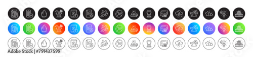 Stars, Rise price and Credit card line icons. Round icon gradient buttons. Pack of Alcohol addiction, Phone app, Seo idea icon. Solar panels, Pie chart, Winner pictogram. Vector