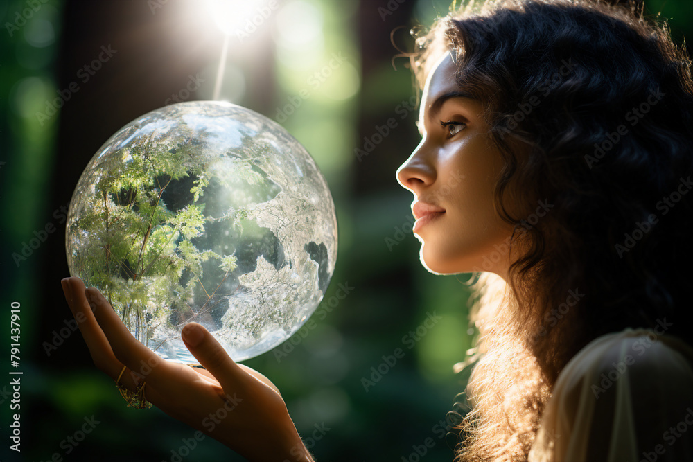Naklejka premium Celebration of Earth Day Generative AI picture green planet beautiful nature in danger AI pic
