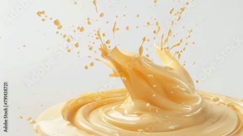 Mayonnaise Mayo Splashes on White Background 