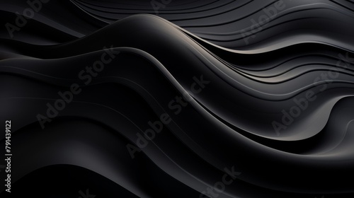 Sleek dark-toned 3D wave patterns, minimalistic design
