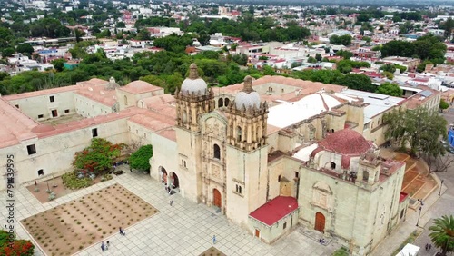 Amazing aerial view of the Santo Domingo de Guzman Cathedral in Oaxaca de Juarez, Mexico. photo